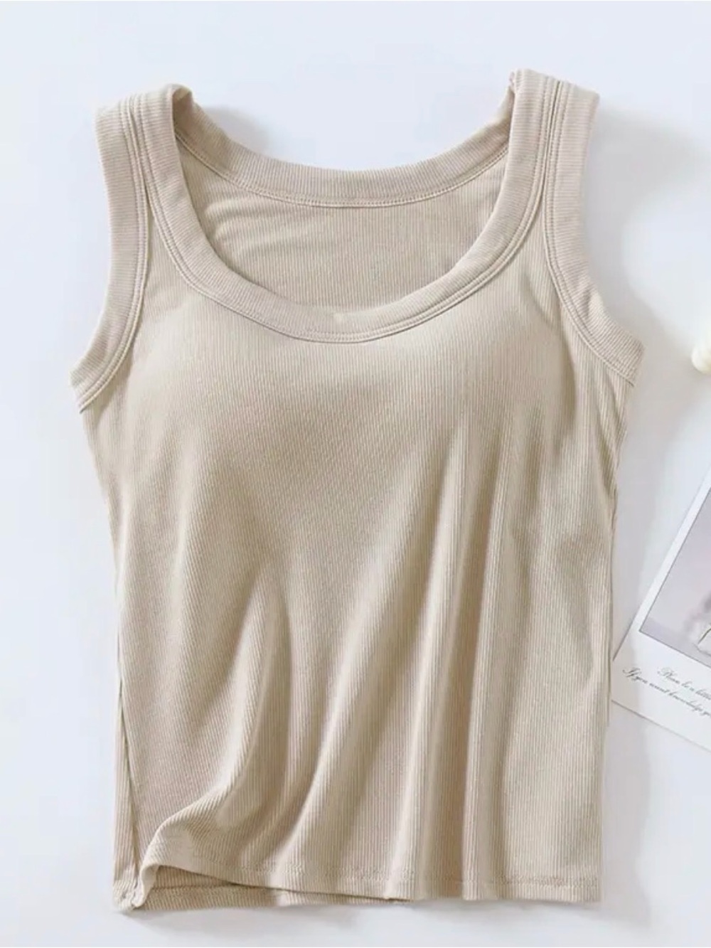 Everyday Ribbed Tank Top - Neutral Beige